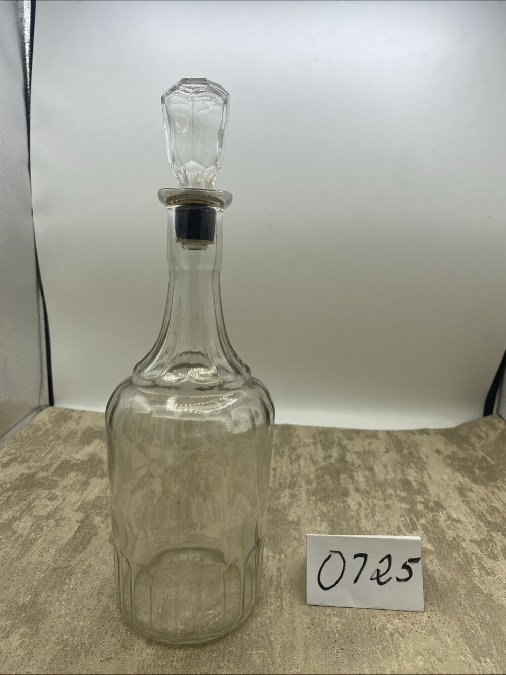 Vintage Art Glass Liquor Decanter FEDERAL LAW FORBIDS SALE RE-USE Bottle Barware